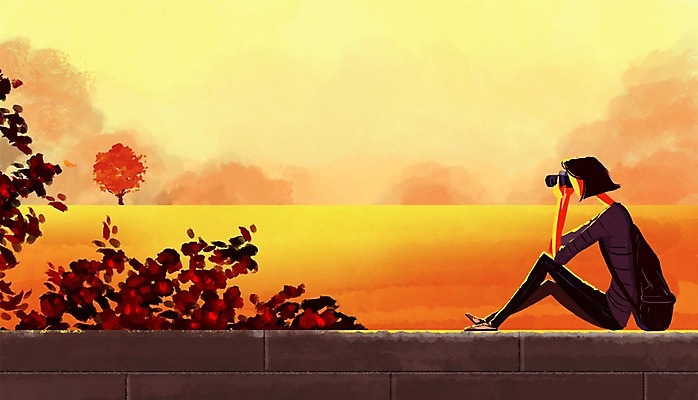 PSD 나무 여자 백그라운드 낙엽 일러스트 배낭 자연 한명 풍경 성인 담장 카메라 노을 사진촬영 일몰 가을 감성 가을배경 국내일러스트 자연요소 식물 1 계절 컨셉 잎 가방 사람 전자제품 촬영 생태계 파일형식 가을_계절