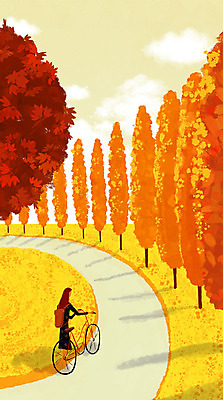 PSD 나무 여자 길 백그라운드 낙엽 일러스트 자연 한명 풍경 성인 노을 자전거 일몰 산책 가을 감성 백팩 가을배경 국내일러스트 자연요소 식물 1 계절 컨셉 잎 가방 휴식 사람 바이크 생태계 파일형식 가을_계절