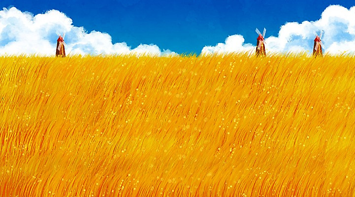 PSD 구름 백그라운드 일러스트 자연 풍경 초원 사람없음 풍차 벼 가을 감성 가을배경 국내일러스트 자연요소 계절 컨셉 곡류 생태계 파일형식 가을_계절