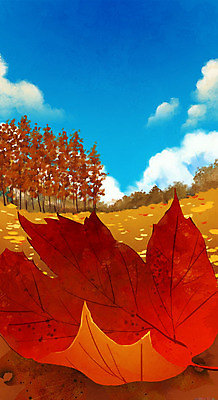 PSD 나무 구름 백그라운드 낙엽 일러스트 자연 풍경 사람없음 가을 감성 가을배경 국내일러스트 자연요소 식물 계절 컨셉 잎 생태계 파일형식 가을_계절