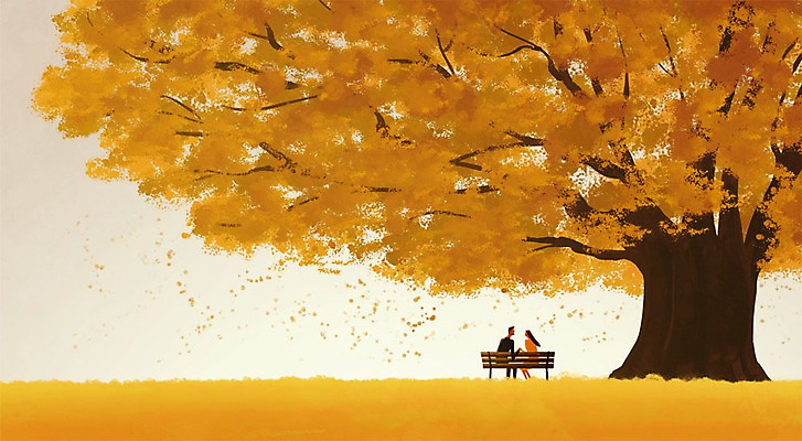 PSD 나무 여자 남자 백그라운드 낙엽 벤치 데이트 일러스트 자연 풍경 성인 두명 노을 일몰 가을 감성 가을배경 국내일러스트 자연요소 식물 계절 컨셉 잎 의자 사람 생태계 파일형식 가을_계절