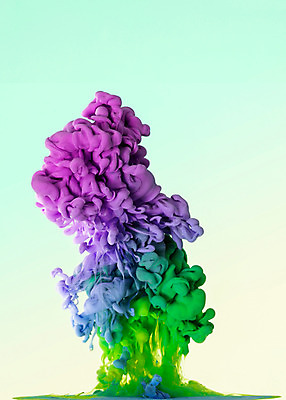 포토 JPG 스튜디오촬영 컬러 백그라운드 잉크 실내 사람없음 초록색 연두색 물 보라색 페인트 물감 얼룩 질감 연보라색 국내포토 자연요소 내부 미술도구 파일형식