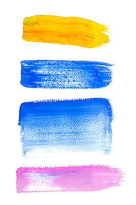 포토 JPG 스튜디오촬영 종이 분홍색 컬러 백그라운드 붓터치 잉크 실내 미술 사람없음 물 파란색 노란색 페인트 물감 붓 얼룩 질감 국내포토 자연요소 문화예술 내부 미술도구 파일형식