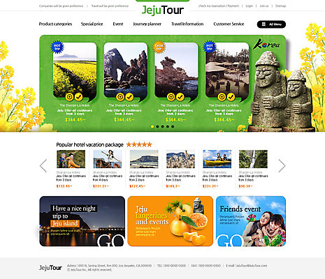 PSD 템플릿 여자 남자 여행 웹템플릿 사이트템플릿 여러명 성인 관광지 제주도 홈페이지 홈페이지시안 한국인 돌하르방 메인 유채 감귤밭 백년초 이미지템플릿 꽃 다수 밭 한국 사람 동양인 파일형식