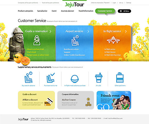 PSD 템플릿 여자 여행 웹템플릿 사이트템플릿 귤 서브 성인 두명 제주도 홈페이지 홈페이지시안 한국인 돌하르방 유채 백년초 이미지템플릿 꽃 과일 한국 사람 동양인 파일형식