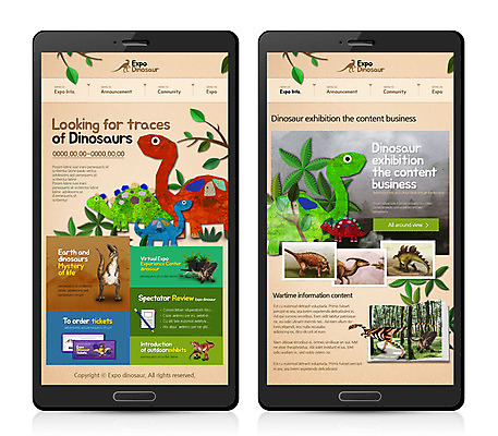 PSD 템플릿 여행 웹템플릿 모바일 사람없음 풀잎 공룡 모바일템플릿 모바일웹 공룡캐릭터 엑스포 티라노사우루스 이미지템플릿 캐릭터 잎 파충류 풀_식물 육식공룡 파일형식