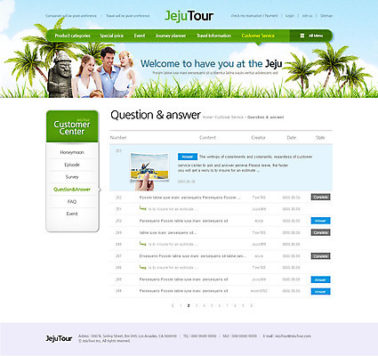 PSD 외국인 템플릿 여자 남자 어린이 여행 웹템플릿 사이트템플릿 서브 성인 세명 야자수 제주도 홈페이지 홈페이지시안 돌하르방 유채 제주도여행 이미지템플릿 나무 꽃 한국 사람 인종 파일형식