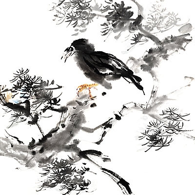 JPG 해외이미지 나무 한마리 일러스트 조류 붓터치 미술 사람없음 먹 동양화 그림 번짐 해외202004 해외일러스트 식물 동물 1 서예 문화예술 파일형식 효과 이미지허브