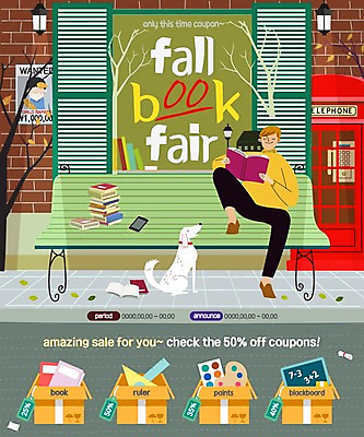 PSD 나무 템플릿 남자 웹템플릿 낙엽 벤치 창문 이벤트페이지 한명 이벤트 성인 책 독서 강아지 반려 이미지템플릿 식물 1 잎 의자 사람 반려동물 개 페이지 파일형식