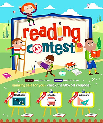 PSD 템플릿 여자 남자 어린이 웹템플릿 사다리 이벤트페이지 이벤트 여러명 책 독서 연필 칠판 이젤 삼각자 셔틀버스 이미지템플릿 다수 학용품 버스 자 사람 필기구 미술도구 도구 페이지 파일형식