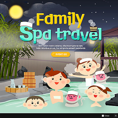 PSD 템플릿 여자 남자 어린이 여행 웹템플릿 가족 가족여행 팝업 이벤트팝업 웹팝업 이벤트 여러명 성인 온천 달 원숭이 온천여행 이미지템플릿 자연요소 다수 포유류 관계 사람 스파 파일형식