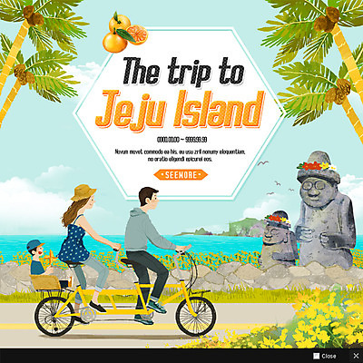PSD 템플릿 여자 남자 어린이 바다 여행 웹템플릿 가족 가족여행 귤 팝업 이벤트팝업 웹팝업 이벤트 성인 세명 야자수 제주도 자전거 돌하르방 유채 제주도여행 트로피컬아트 이미지템플릿 나무 꽃 과일 관계 한국 사람 바이크 그림 파일형식