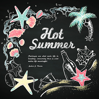 PSD 계절 백그라운드 일러스트 조개 불가사리 프레임 이벤트 사람없음 여름 야자수 칠판 소라 초크일러스트 초크아트 유리병편지 레터링 트로피컬아트 국내일러스트 나무 어패류 극피동물 편지 그림 파일형식