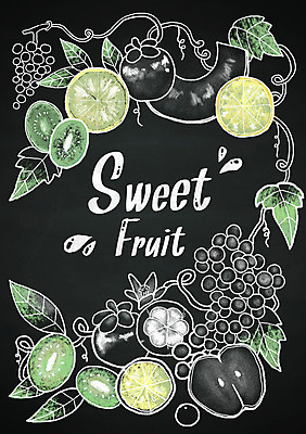 PSD 계절 백그라운드 과일 일러스트 포도 프레임 키위 이벤트 사람없음 여름 칠판 초크일러스트 초크아트 레터링 국내일러스트 그림 파일형식