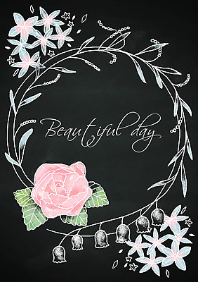 PSD 계절 꽃 백그라운드 일러스트 프레임 이벤트 사람없음 장미 칠판 초크일러스트 초크아트 레터링 국내일러스트 식물 그림 파일형식