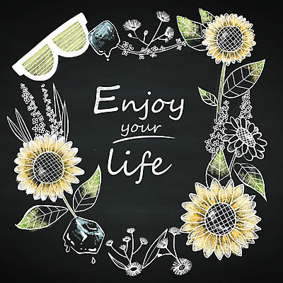 PSD 계절 꽃 백그라운드 일러스트 해바라기 프레임 이벤트 사람없음 여름 선글라스 칠판 초크일러스트 초크아트 레터링 국내일러스트 식물 안경 그림 파일형식