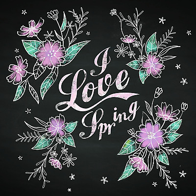 PSD 계절 꽃 백그라운드 일러스트 프레임 이벤트 사람없음 칠판 봄 초크일러스트 초크아트 레터링 국내일러스트 식물 그림 파일형식
