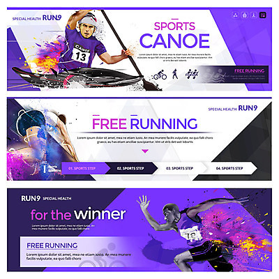 PSD 템플릿 배너 남자 웹템플릿 건강 경기 성인 세명 달리기 육상스포츠 카누 이벤트배너 웹배너 이미지템플릿 스포츠 모션 사람 수상스포츠 파일형식