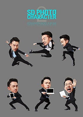 PSD 편집이미지 남자 스티커 비즈니스 여러명 성인 노트북 세트 점프 한국인 비즈니스맨 킥 SD캐릭터 이미지편집 캐릭터 다수 모션 사람 동양인 전자제품 직장인 파일형식