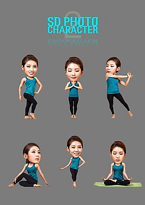 PSD 편집이미지 여자 스티커 요가 스트레스 건강 여러명 성인 세트 운동 한국인 요가자세 매트 요가복 SD캐릭터 이미지편집 캐릭터 웰빙 포즈 다수 사람 동양인 운동복 파일형식