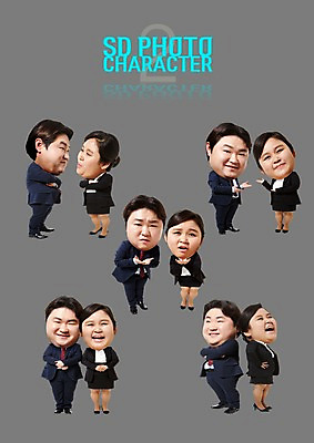 PSD 편집이미지 여자 남자 스티커 비즈니스 정장 여러명 성인 세트 한국인 비즈니스맨 비즈니스우먼 비만 SD캐릭터 이미지편집 캐릭터 옷 다수 사람 동양인 직장인 몸매 파일형식