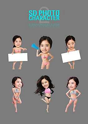 PSD 편집이미지 여자 스티커 프레임 여러명 성인 여름휴가 바캉스 세트 비키니 섹시 확성기 한국인 몸매 의료성형뷰티 SD캐릭터 래쉬가드 이미지편집 캐릭터 수영복 다수 컨셉 휴가 사람 동양인 파일형식 여름_계절