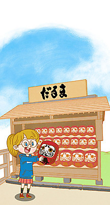 PSD 캐릭터 여자 일러스트 한명 성인 일본 일본여행 기념품 일본인형 달마 일러캐릭터 1 아시아 인형 해외여행 사람 오브젝트 파일형식