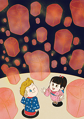 PSD 캐릭터 여자 남자 일러스트 성인 야외 두명 일본 야간 기모노 일본여행 풍등 풍등날리기 풍등놀이 풍등행사 풍등축제 일러캐릭터 자연요소 아시아 해외여행 놀이 조명 사람 이벤트 일본전통의상 등축제 파일형식