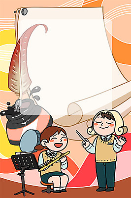 PSD 학생 여자 남자 교복 음악 일러스트 청소년 보면대 플루트 음악교육 펜촉 잉크통 프레임일러스트 국내일러스트 옷 교육 문화예술 프레임 통 관악기 사람 펜 파일형식