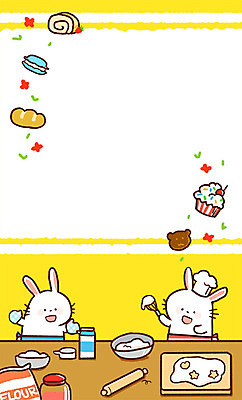 PSD 동물 빵 일러스트 사람없음 토끼 컵케이크 제빵 제빵기구 마카롱 제빵도구 프레임일러스트 국내일러스트 음식 포유류 주방용품 디저트 프레임 반려동물 제과제빵 케이크 파일형식