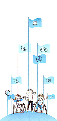 PSD 여자 남자 수영복 스포츠 올림픽 일러스트 운동선수 농구공 경기 성인 세명 자전거 희망 꿈 도전 깃발 테니스라켓 장애인 럭비공 감동 탁구공 패럴림픽 국내일러스트 옷 감정 공 농구 사람 바이크 테니스 라켓 탁구용품 장애 럭비용품 파일형식