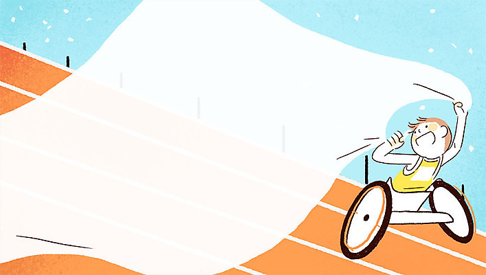 PSD 남자 스포츠 올림픽 일러스트 운동선수 한명 경기 성인 희망 기쁨 꿈 도전 깃발 우승 장애인 휠체어 감동 패럴림픽 국내일러스트 1 감정 사람 최고 장애 파일형식