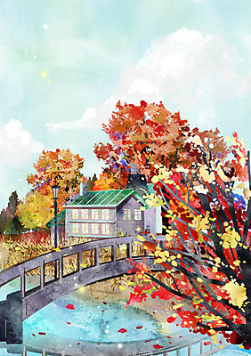 주간 PSD 나무 단풍 가로등 일러스트 주택 풍경 사람없음 야외 강 가을 다리 계절백그라운드 가을배경 국내일러스트 자연요소 식물 계절 공공시설 백그라운드 잎 건물 신체부위 파일형식 가을_계절