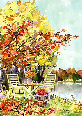 주간 PSD 나무 호수 단풍 의자 일러스트 탁자 풍경 사람없음 야외 바구니 가을 사과 계절백그라운드 가을배경 국내일러스트 자연요소 식물 계절 가구 백그라운드 잎 과일 파일형식 가을_계절