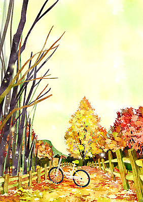 주간 PSD 나무 단풍 일러스트 풍경 사람없음 야외 울타리 자전거 산책로 가을 계절백그라운드 가을배경 국내일러스트 자연요소 식물 계절 길 백그라운드 잎 담장 바이크 파일형식 가을_계절
