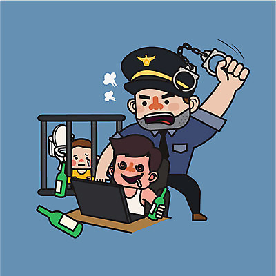 남자 어린이 일러스트 술병 성인 세명 노트북 범죄 경찰 범죄인 만취 수갑 법 경찰복 방치 양변기 국내일러스트 AI파일 직업 유니폼 병_용기 주류 사람 전자제품 술취함 파일형식 벡터