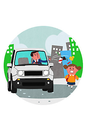 PSD 여자 남자 어린이 일러스트 자동차 성인 두명 운전 운전사 쓰레기 교통안전 쓰레기불법투기 국내일러스트 직업 육상교통 모션 안전 사람 파일형식