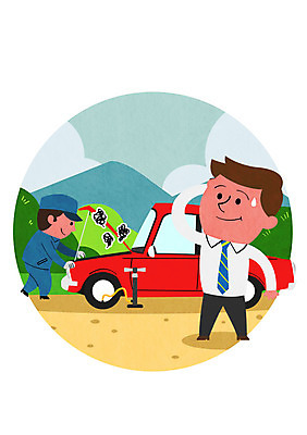 PSD 남자 일러스트 자동차 성인 두명 운전 운전사 고장 교통안전 정비공 점검 차량점검 국내일러스트 직업 육상교통 모션 안전 사람 기술자 파일형식