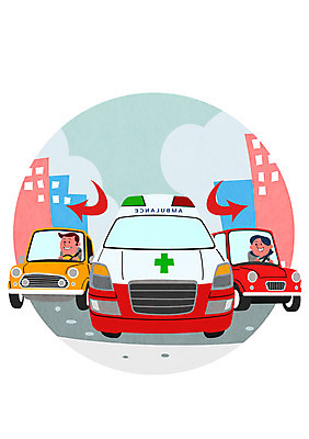 PSD 여자 남자 일러스트 자동차 성인 두명 운전 운전사 구급차 교통안전 양보 양보운전 국내일러스트 직업 육상교통 모션 안전 사람 배려 파일형식