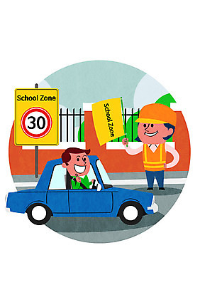 PSD 여자 남자 도로 일러스트 자동차 성인 두명 운전 운전사 교통안전 스쿨존 안전속도 국내일러스트 직업 길 육상교통 교통시설 모션 안전 사람 파일형식