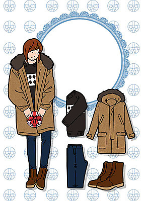 PSD 여자 패션 일러스트 바지 프레임 선물 한명 성인 스웨터 워커 코디 털점퍼 국내일러스트 1 신발 상의 하의 사람 점퍼 파일형식