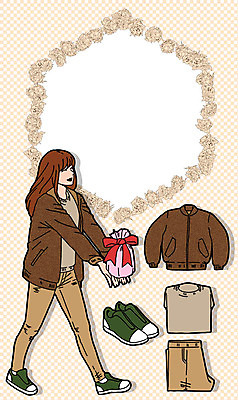 PSD 여자 패션 운동화 일러스트 바지 프레임 선물 한명 성인 점퍼 스웨터 코디 국내일러스트 1 신발 상의 하의 사람 외투 파일형식