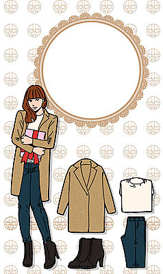 PSD 여자 패션 일러스트 바지 프레임 선물 한명 성인 코트 스웨터 워커 코디 국내일러스트 1 신발 상의 하의 사람 외투 파일형식