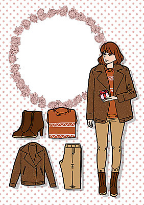 PSD 여자 패션 일러스트 바지 프레임 선물 한명 성인 점퍼 스웨터 워커 코디 국내일러스트 1 신발 상의 하의 사람 외투 파일형식