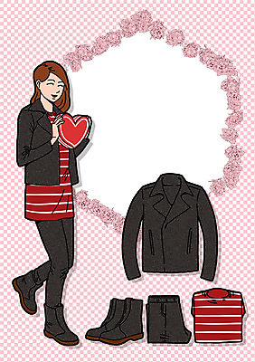 PSD 여자 패션 일러스트 바지 프레임 선물 한명 성인 재킷 스웨터 워커 코디 국내일러스트 1 신발 상의 하의 사람 외투 파일형식