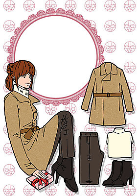 PSD 여자 패션 일러스트 바지 프레임 선물 한명 성인 코트 터틀넥 워커 코디 국내일러스트 1 신발 하의 사람 외투 스웨터 파일형식