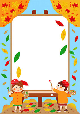 여자 남자 어린이 단풍 낙엽 일러스트 프레임 두명 소풍 가을 붓 그리기 팔레트 이젤 가을소풍 프레임일러스트 국내일러스트 AI파일 계절 잎 모션 사람 야외활동 미술도구 파일형식 벡터 가을_계절
