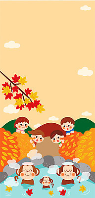 여자 남자 어린이 단풍 낙엽 일러스트 프레임 여러명 소풍 온천 가을 원숭이 가을소풍 프레임일러스트 국내일러스트 AI파일 계절 다수 잎 포유류 사람 야외활동 스파 파일형식 벡터 가을_계절