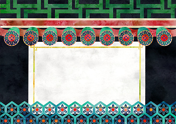 PSD 전통 일러스트 프레임 기와 사람없음 전통문양 감사카드 초대장 프레임일러스트 국내일러스트 카드프레임 문양 카드_감사 파일형식