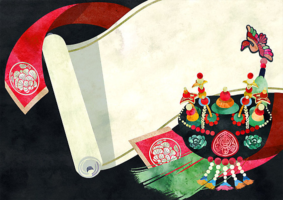 PSD 전통 일러스트 프레임 사람없음 감사카드 노리개 초대장 족두리 댕기 프레임일러스트 국내일러스트 카드프레임 카드_감사 전통소품 파일형식